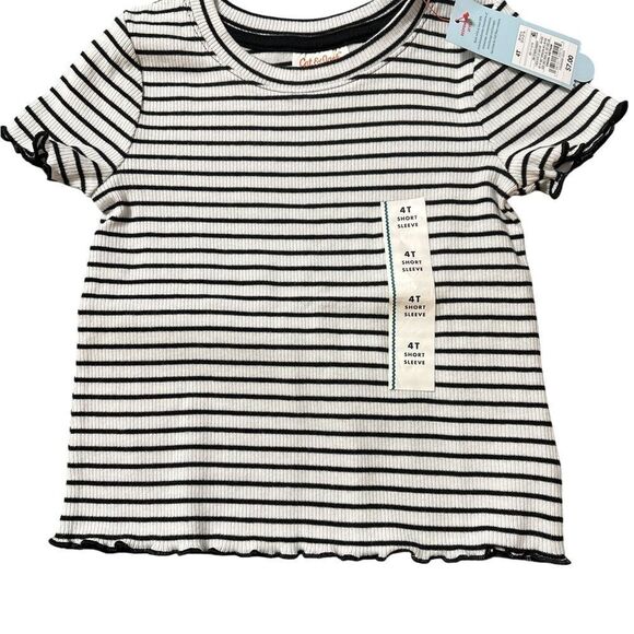 Nwt cat & Jack size 4t girls Black and White Striped Short Sleeve Tee - Picture 1 of 2
